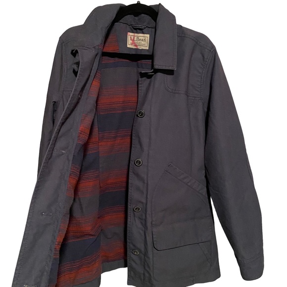 L.L. Bean Jackets & Blazers - LL Bean Chore Coat Barn Jacket Womens Medium Blanket Flannel Lined Utility Blue